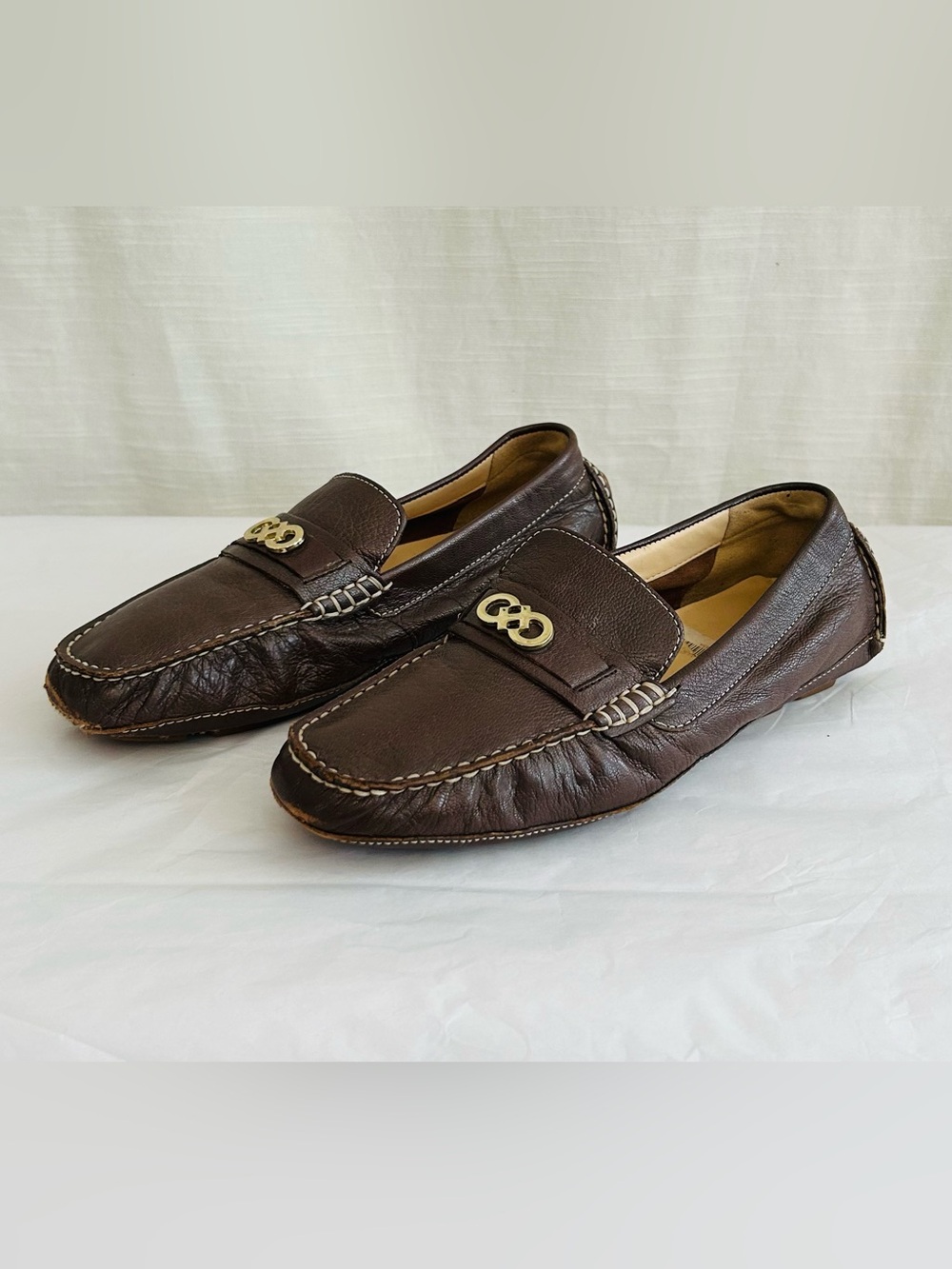 Cole Haan Women's Brown Leather Classic Preppy Slip-On Driving Loafers